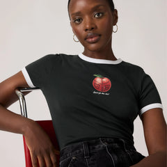 Graphic Logo Ringer Rickie T-Shirt - Archival Apple Pirat - Black