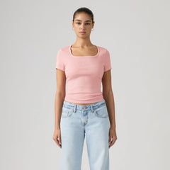 Garment Dye Essential Square Neck T-Shirt - Garment Dye - Red