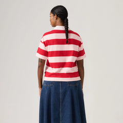 Aries Rugby Polo Shirt - Tory Stripe Crystal - Red