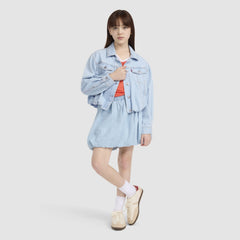 Bubble Denim Trucker Jacket Big Girls 7-16 - Wow Me Over - Light Wash