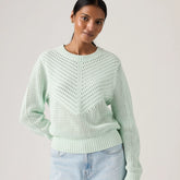 Gaelle Long-Sleeve Crochet Pullover - Pale Blue - Blue