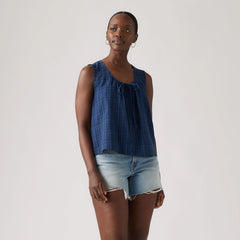 Luella Blouse - Busy Plaid True Navy - Blue