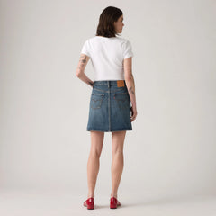 Retro Button Front Skirt - Eight Track - Dark Wash