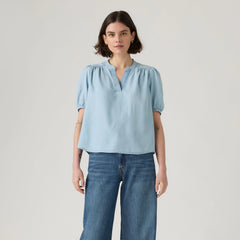 Amelie Poplin Blouse - Anthracite Night - Medium Wash