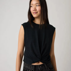 Jemma Knot Sleeveless Tee - Anthracite Night - Black