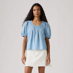 Reese Short-Sleeve Blouse - Glacier Lake - Blue