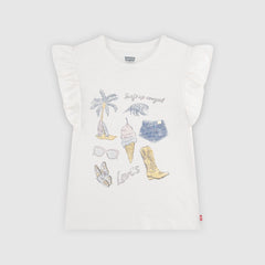 Short Sleeve Coastal Girl Toddler 2T-4T Graphic Tee - Antique White