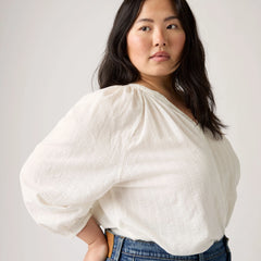 Phoebe Blouse (Plus Size) - Sugar Swizzle - White