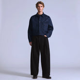 Wide Pleated Crop Men's Jeans - Moj Darkstar - Black
