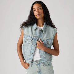 Shrunken '90s Trucker Vest - Que Pasa Trucker - Medium Wash