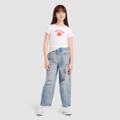 Baggy Barrel Jeans Big Girls 7-16 - Peachy - Pink