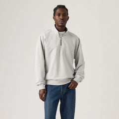 Boxy Quarter Zip Sweatshirt - Light Heather Grey - Grey