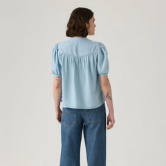 Amelie Poplin Blouse - Anthracite Night - Medium Wash
