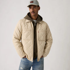 Diamond Quilted Overshirt - Safari - Tan