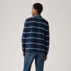 Classic Long-Sleeve Rugby Shirt - Dax Stripe Navy Blazer - Blue