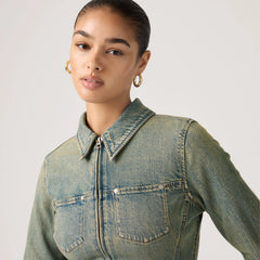 Y2K Fitted Trucker Jacket - Miners Business Fitt - Medium Wash