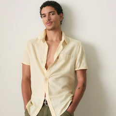 Short-Sleeve Sunset One Pocket Cotton Linen Shirt - Rutabaga - Yellow