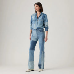 Wedgie Bootcut Patchwork Women's Jeans - Denim On Denim - Multi-Color