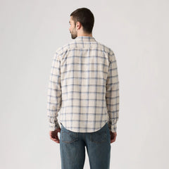 Sunset One Pocket Standard Fit Cotton Linen Shirt - Ishu Plaid Moonbeam Cotton Linen - Multi-Color