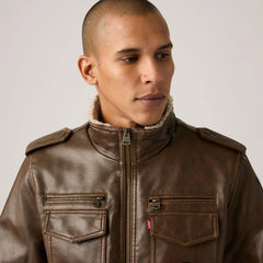 Military Bomber Jacket - Saddle - Brown