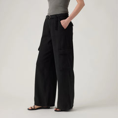 Baggy Dad Cargo TENCEL™ Women's Pants - Caviar - Black