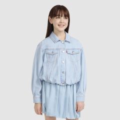 Bubble Denim Trucker Jacket Big Girls 7-16 - Wow Me Over - Light Wash
