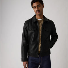 Faux Leather Jacket - Black - Black