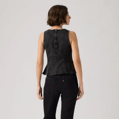Leighton Peplum Top - Ny Nights - Black