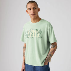 Relaxed Fit Graphic Boxy T-Shirt - Cactus Cameo Green - Green