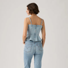 Anderson Flounce Lightweight Top - Face Value Flounce - Light Wash