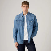 Classic Western Standard Fit Shirt - Medium Wash - Blue