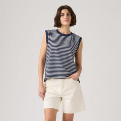 Boxy Tank Top - Emmi Stripe Peacoat - Blue