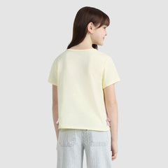 Short Sleeve Daisy Side Tie Knit Top Big Girls 7-16 - French Vanilla - White