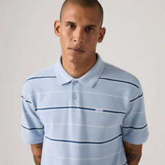Levi's Original Polo Shirt - Aren Stripe Soft Chambray Blue - Blue