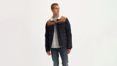 Quilted Woodsman Puffer Jacket - Navy Brown - Multi-Color
