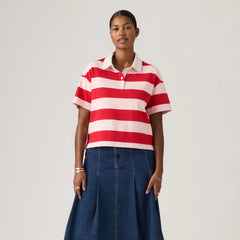 Aries Rugby Polo Shirt - Tory Stripe Crystal - Red