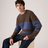 Alamo Crewneck Sweater - Lysander Stripe Bracken - Brown