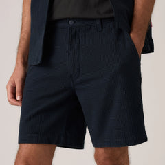XX Chino Authentic Relaxed Seersucker 8" Men's Shorts - Cadiz Plaid Navy Plaid Seersucker - Blue