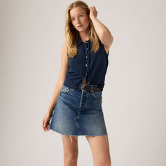 Deconstructed Skirt - Free Lunch Skirt - Dark Wash