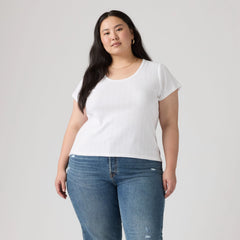 Sweetie Cap Sleeve Tee (Plus Size) - Bright White - White