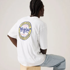Half-Sleeve Loose Graphic Pocket T-Shirt - Worlds Finest Denim - White