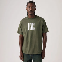 Relaxed Fit Vintage Graphic T-Shirt - Stretched Serif Kambaba - Green
