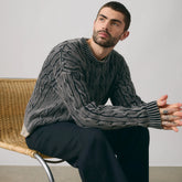 Carmel Cable Crew Sweater - Phantom - Black
