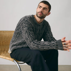Carmel Cable Crew Sweater - Phantom - Black