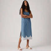 90's Denim Slip Midi Dress - Slipped My Mind - Medium Wash