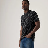 Housemark Polo Shirt - Maron Ditsy Jet Black - Black