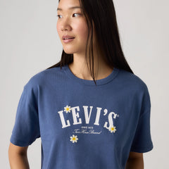 Graphic Logo Vintage Short Sleeve Tee - 2 Horse Craft Sunshi - Blue