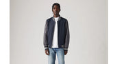 Lightweight Colorblock Varsity Jacket - Navy and Forged Iron - Blue