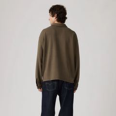 Boxy Knit Worker Garment Dye Sweatshirt - Garment Dye Maitake Brown - Brown