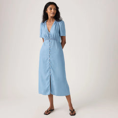 Paola Short-Sleeve Midi Dress - Take It Again - Medium Wash